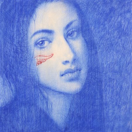 Galliani Omar Soltanto Blu olio su tavola, cm. 50x50 firmato e intitolato al...