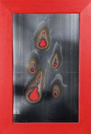 Aubertin Bernard Fer Brulé, 2010 lamiera bruciata e forata, cm. 48x29 firmato...