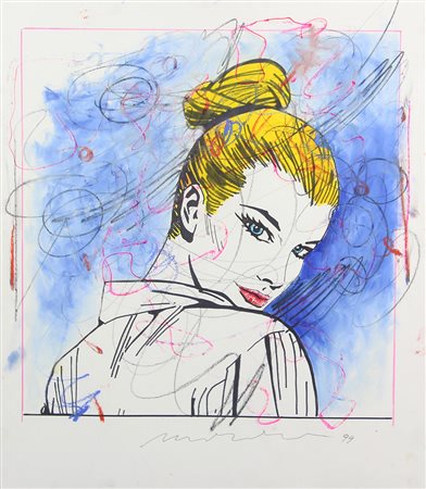 Manera Enrico Eva Kant, 1999 tecnica mista su carta, cm. 80x70 firmata e...