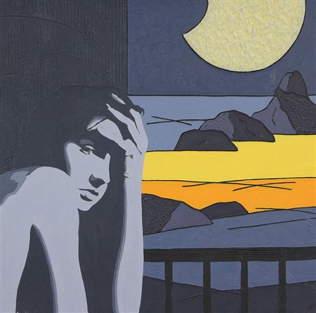 Borgianni Marco Attesa, 2006 acrilico e pomice su tela, cm. 50x50 firmato e...