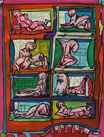 Trimani Giovanni Umanità Diffusa #01, 2014 acrilico su legno, cm. 52x40x3,5...