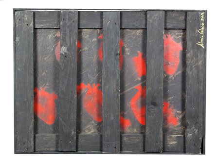 Calega Alessio Senza titolo (Battito), 2012 tecnica mista su legno, cm. 60x80...