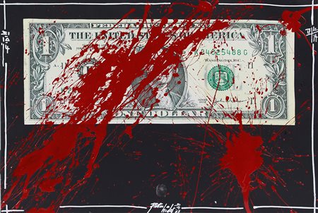 Hide Peter Blood Money, 2014 tecnica mista e collage su carta, cm. 50x70...