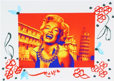 Murgia Maria Marilyn Monroe - Torre di Pisa fotografia digitale dipinta, cm....