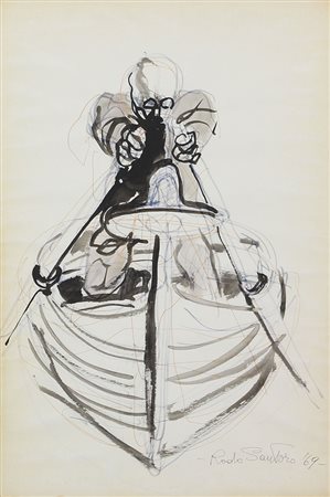 Santoro Paolo Senza titolo, 1969 tecnica mista su carta Fabriano, cm. 48x32,5...