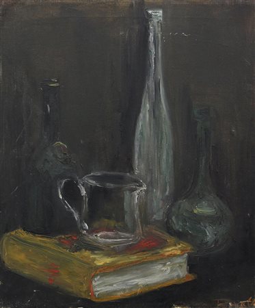 Riva (artista non identificato) Senza titolo, 1960 olio su tela, cm. 60x50...