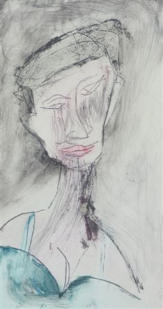 Pepe Beppe Senza titolo tecnica mista su cartoncino, cm. 17,5x9,5 firmata al...