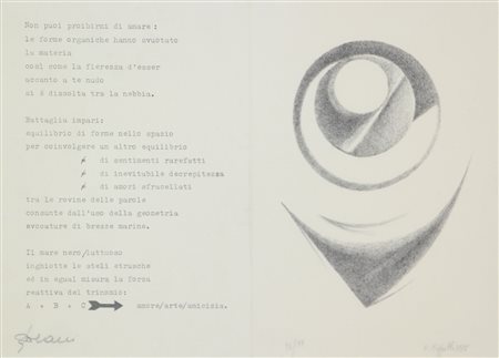 Cappello Carmelo Senza titolo, 1977 litografia su carta, cm. 29,5x40, es....