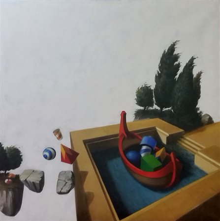 Palumbo Ciro Piscine nel Cielo - Il Viaggio, 2012 olio su tela, cm. 100x100...