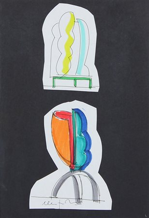 Nespolo Ugo Senza titolo collage di 2 disegni su carta, cm. 30x21 firmati in...