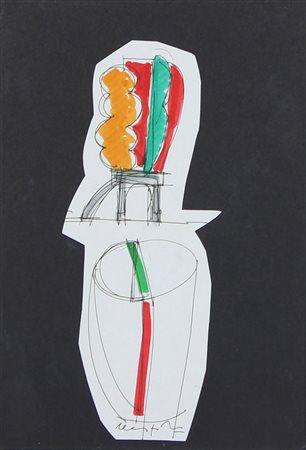 Nespolo Ugo Senza titolo disegno su carta applicata su carta, cm. 30x21...