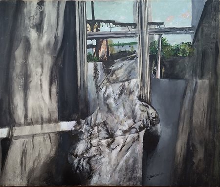 Banchieri Giuseppe Ambiente e Finestra, 1974 olio su tela, cm. 50x65 firmato...