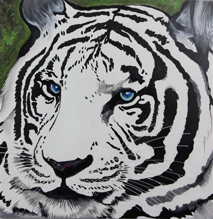 Fany El Tigre, 2015 acrilico su tela, cm. 100x100 firmato e datato in basso a...