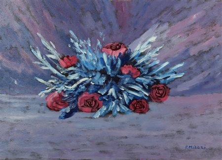 Mazzi Piero Rose olio su tela, cm. 50x70 firmato in basso a destra senza cornice