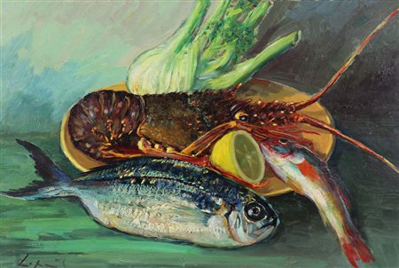 Lepari (artista non identificato) Natura Morta olio su faesite, cm. 35x50...