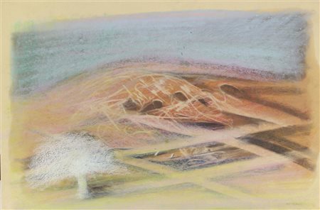 Ferretti Libero Paesaggio pastelli a olio su carta, cm. 49x69,5 firmato in...