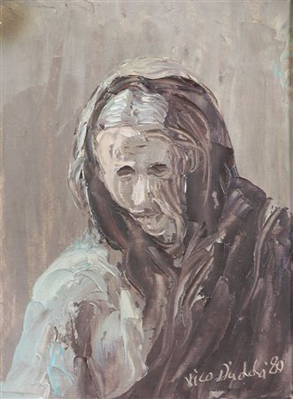 Dadda Vico A cosa pensi o donna?, 1980 olio su cartoncino telato, cm. 24x18...