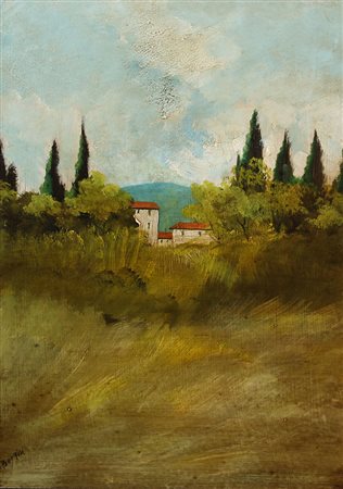 Borghi V. (artista non identificato) Paesaggio olio su faesite. cm. 70x50...
