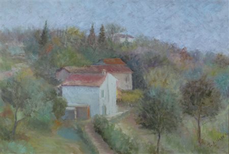 Bochese Giorgio Case nel Bosco, 1972 olio su tavola, cm. 44x63 firmato e...