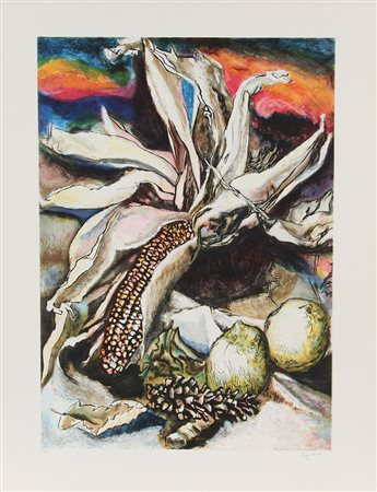 Guttuso Renato Pannocchia con Limoni, 1983 acquaforte acquatinta su carta,...