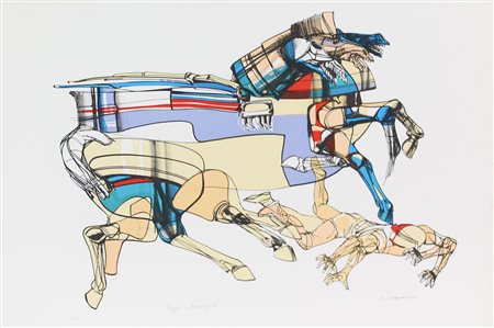 Cremonini Walter Pegaso e Bellerofonte litografia su carta, cm. 50x70, es....