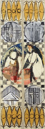 Saetti Bruno Senza titolo, 1962 tecnica mista su carta applicata su tela, cm....