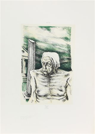 Mucchi Gabriele Il Vate, 1988 litografia su carta, cm. 70x50, es. 67/100...