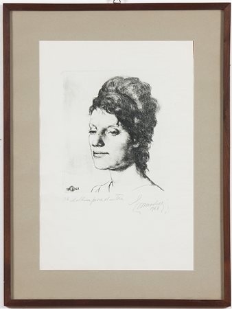MUSITELLI GIULIO VITO (1901 - 1990) Volto di donna. 1968. Acquaforte. Cm...