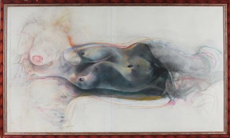 VESPIGNANI RENZO (1924 - 2001) Nudo Bruno. 1998. Tecnica mista su carta su...