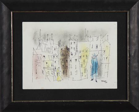 FEININGER LYONEL (1871 - 1956) Parigi. 1955. Tecnica mista su carta. Cm 34,00...