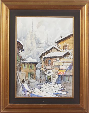 VERDINI LUCIO (n. 1928) Duomo di Milano. 1978. Acquarello su cartone. Cm...