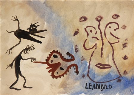 LEANDRO EZECHIELE (1905 - 1981) Senza titolo. Tecnica mista su cartoncino. Cm...