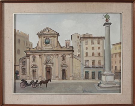 MAGNELLI GINO (n. 1896) Senza titolo. Olio su tela . Cm 60,00 x 45,00. Firma...