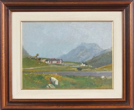 MOSSA GIOVANNI MARIA (1896 - 1973) Paesaggio montano. 1968. Olio su tavola....