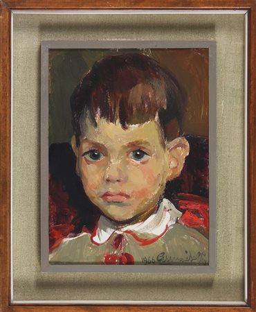 MUSITELLI GIULIO VITO (1901 - 1990) Volto di bambino. 1966. Olio su tavola....