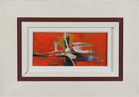 ARTISTA DEL XX SECOLO Astratto. Olio su tavola. Cm 29,50 x 14,00. Firmato...