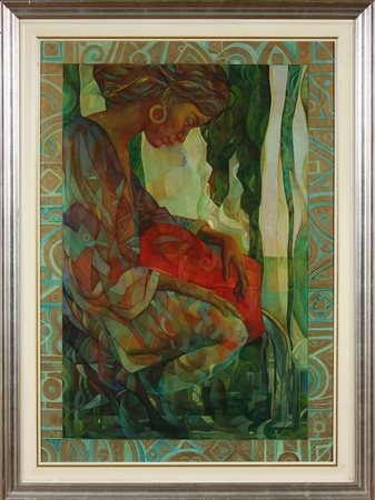 TREVISAN ELISABETTA (n. 1975) Senza titolo. Olio su compensato. Cm 99,00 x...