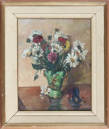 MICHELOZZI CORRADO (1883 - 1965) Vaso di Fiori. 1961. Olio su tela . Cm 40,00...