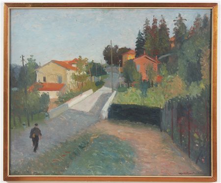 BARTOLINI UGO VITTORE (1906 - 1975) Strada di Valgamia. 1946. Olio su tavola....