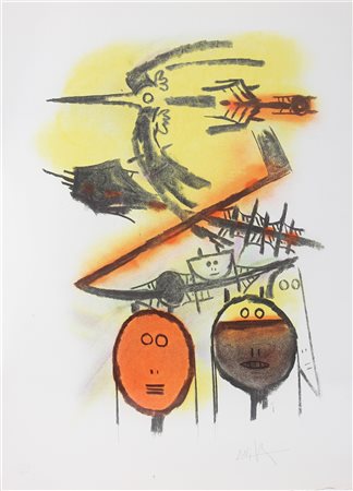 LAM WIFREDO (1902 - 1982) Senza titolo. Litografia. Cm 70,00 x 100,00....