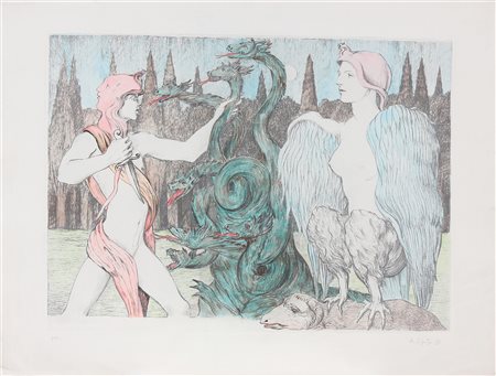 ABATE ALBERTO (n. 1946) Lotto composto da n. 2 grafiche. 1983. Acquaforte. Cm...