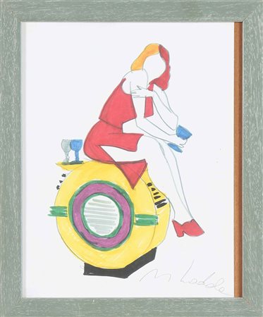 LODOLA MARCO (n. 1955) Senza titolo. Litografia pastellata a mano. Cm 21,50 x...