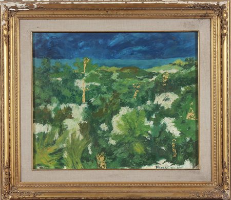 FANESI BRUNO (n. 1915) Portonovo. 1970. Olio su tela . Cm 61,00 x 50,00....