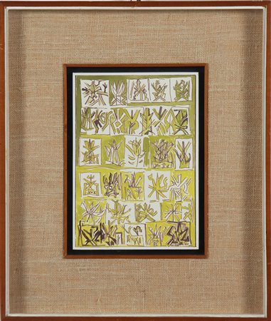 LICATA RICCARDO (n. 1929) Sena titolo. 1965. Tecnica mista su carta applicata...