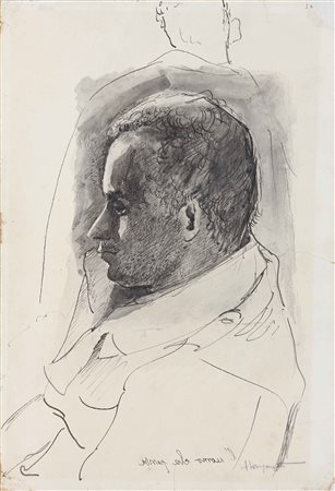 LONGARETTI TRENTO (n. 1916) L'uomo che pensa. Tecnica mista su carta...