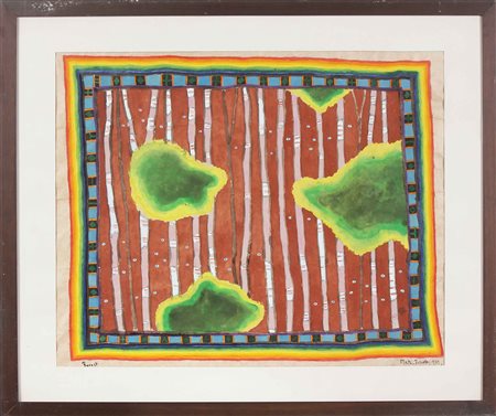 BRADLEY MARTIN (n. 1931) Forest. 1973. Tecnica mista su carta. Cm 64,00 x...