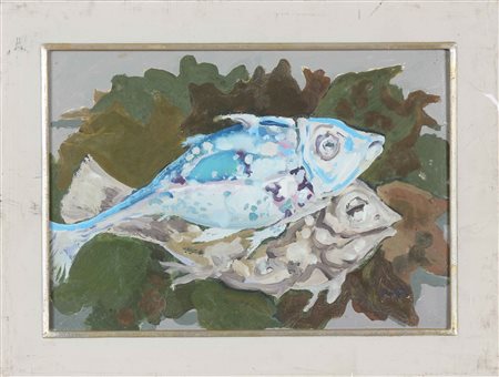 PALAZZI BERNARDINO (1907 - 1987) Pesci. 1978. Tecnica mista su cartone. Cm...