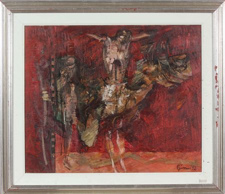 MARRA MINO (n. 1938) Cariatidi: Crocifissione. 1972. Olio su tela . Cm 60,00...