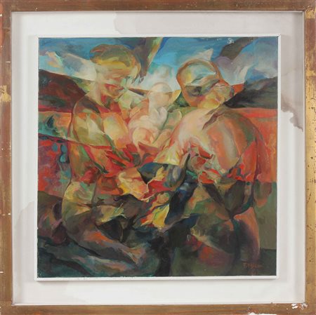 VASCONI FRANCO (n. 1920) Maternità. 1982. Olio su tela . Cm 50,00 x 50,00....