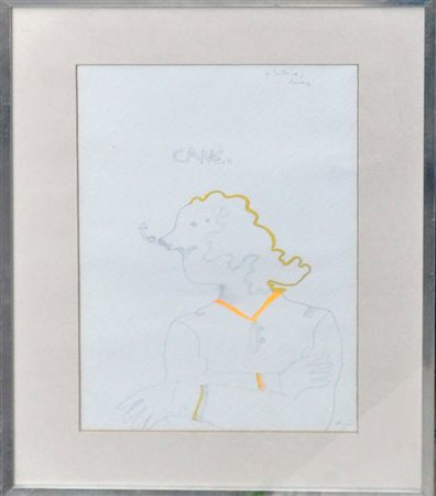 LUCA ALINARI Cane Tecnica mista su cartoncino cm. 35x23 Firma in basso a destra